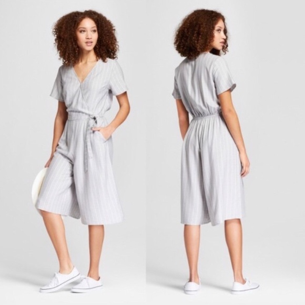 Grid Tie Waist Culotte Jumpsuit